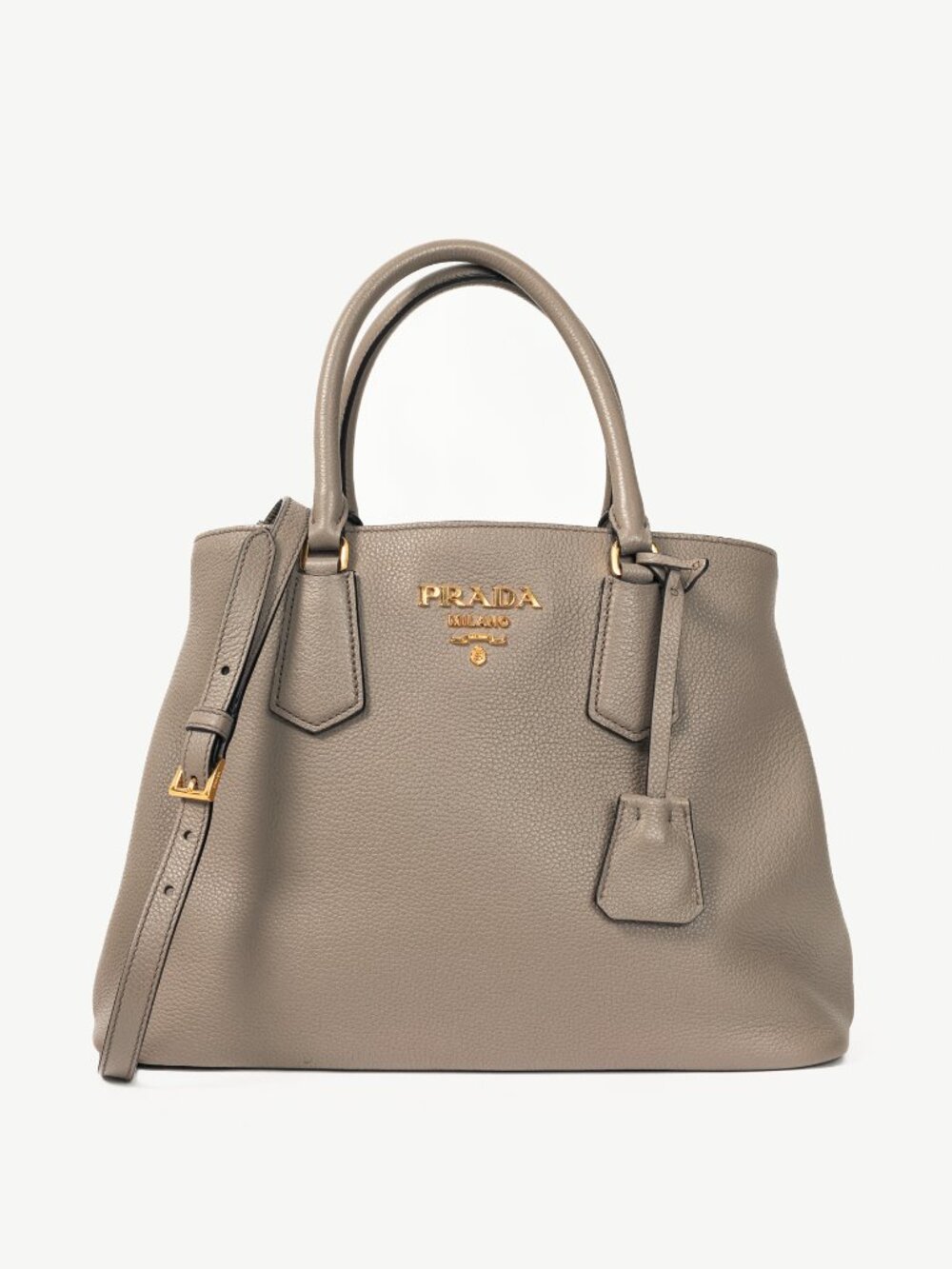 Prada Argilla Vitello Phenix Leather 2-Way Tote